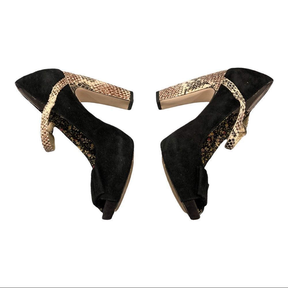 SEYCHELLES BLACK SUEDE & Snakeskin Heels 8 - Picture 3 of 7